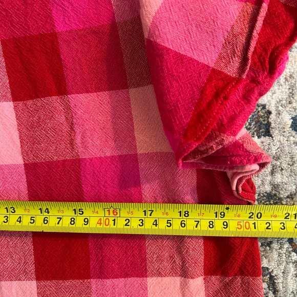 KATE SPADE PICNIC WOVEN FLUTTER-SLEEVE TOP LINEN BLEND DEEP HIBISCUS MULTI  L - Picture 13 of 15